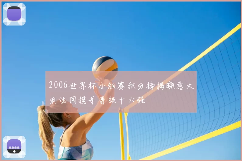 2006世界杯小组赛积分榜揭晓意大利法国携手晋级十六强